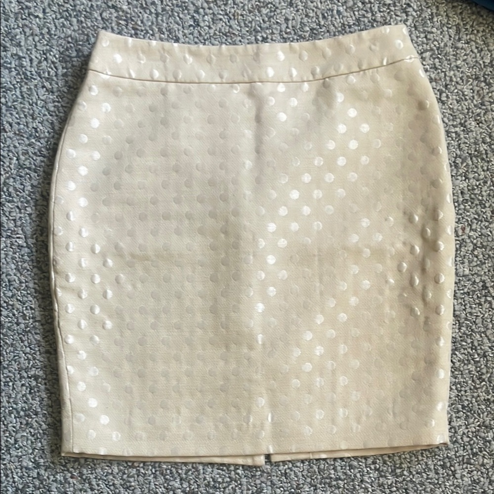 Ann Taylor Cream Pencil Skirt Knee-Length Cocktail